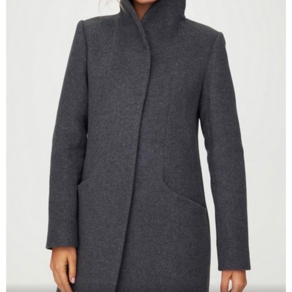 WILFRED • Aritzia Dark Grey/Charcoal Cocoon Wool-Cashmere Trench Coat - Picture 14 of 16